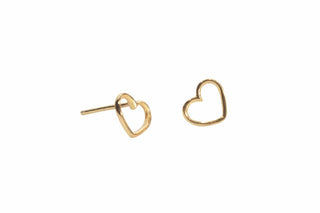 Gold Plated Brass Open Heart Stud Earrings