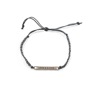Silver Loved & Blessed Braided Bracelet - Adjustable