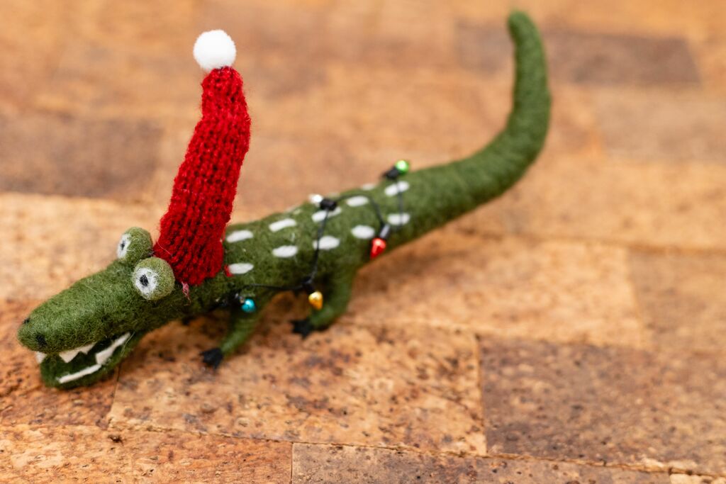 ***Felt Chris Croc-ingle Ornament with Santa Hat
