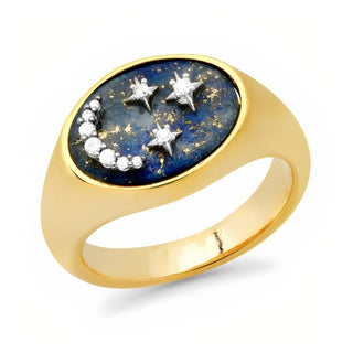 Lapis Star And Moon Signet Ring