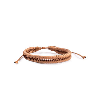 Woven Tan Leather Bracelet Tan