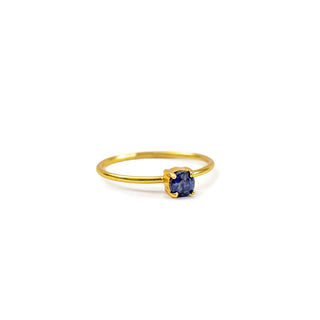 Gold Plated Ring with Dainty Blue Sapphire