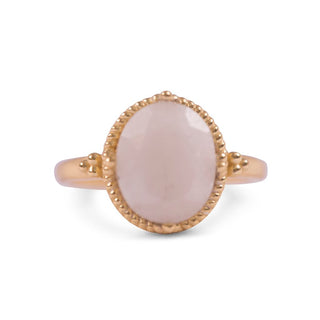 Gold Plated Ring with Rainbow Moonstone - Size