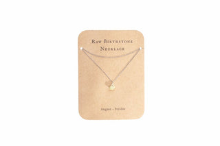 ***August Raw Birthstone Necklace in Sterling Silver (Peridot)