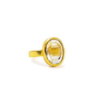 Gold Plated Ring with Clear Crystal - Size