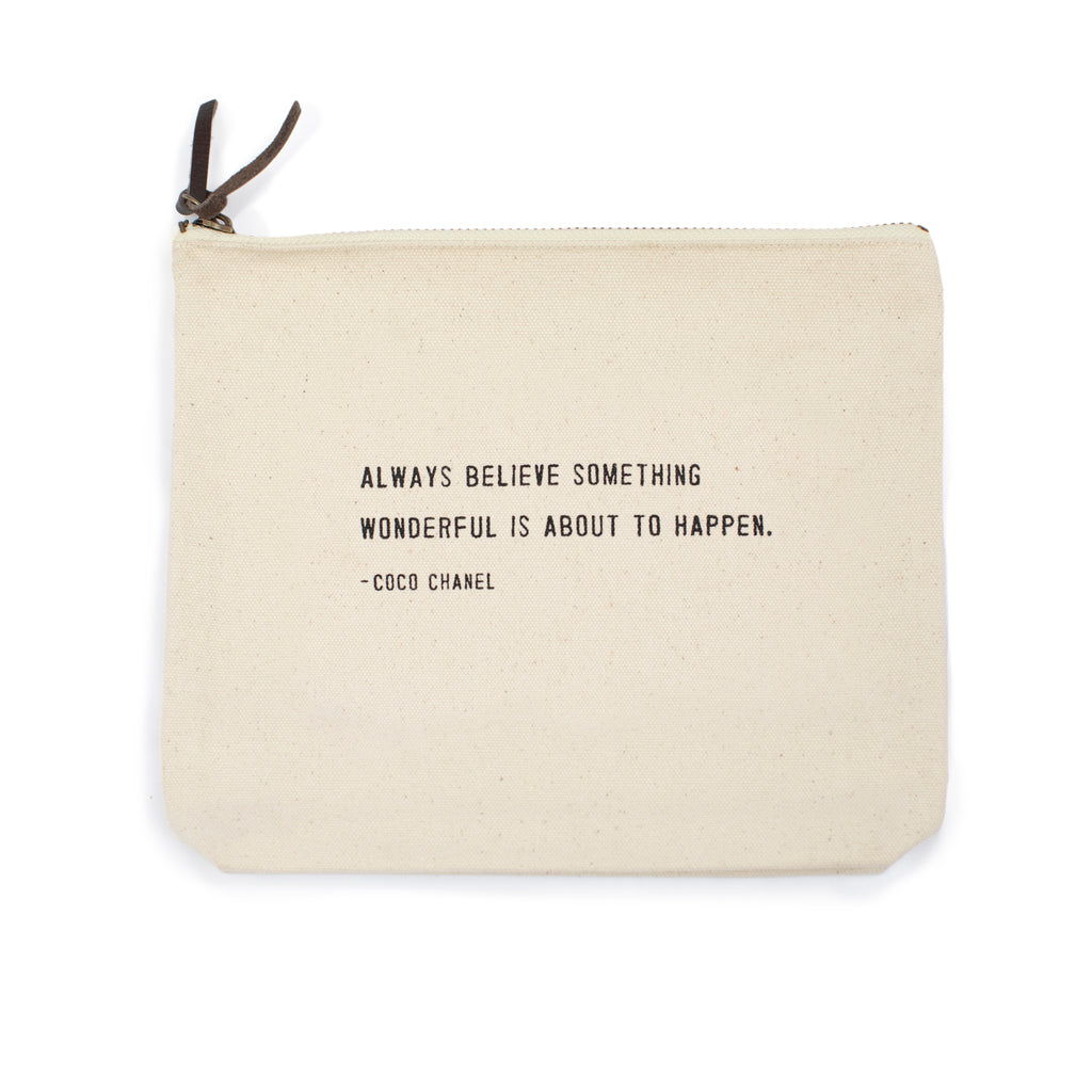 Always Believe Something Wonderful Canvas Zip Bag – Sugarboo & Co