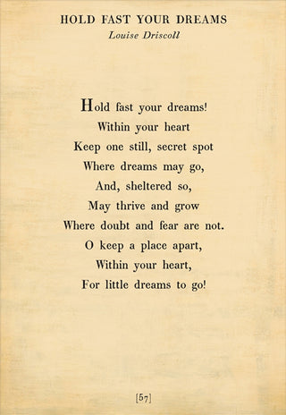 Hold Fast Your Dreams - Poetry Collection (Grey Wood)- Art Print
