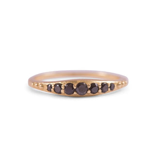 Gold Plated Ring with Row of Black Zircon