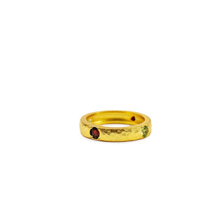 Gold Plated Ring with Garnet and Peridot - Size