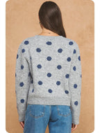 Polka Dot Sweater - Grey/Navy
