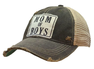 **Mom Of Boys Distressed Trucker Cap