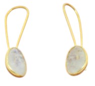 ***Oval Rainbow Moonstone Gold Plated Earrings