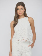 Floral Eyelet Sleeveless Lace Top