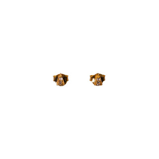***Mini Gold Plated Brass Long Triangle White Topaz Studs