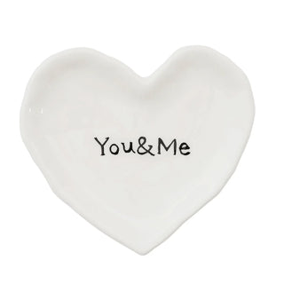 White Ceramic Heart Dish "You & Me"