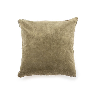 Moss Velvet Pillow With Poms - 22"x22