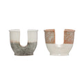 Stoneware Sponge Holder, Reactive Glaze, 2 Color 4" Round x 8-1/2"H