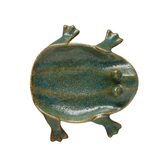 Decorative Footed Frog Dish with Glaze
