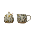 Hand-Painted Stoneware Sugar Pot with Lid