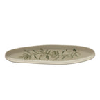 Oval Debossed Stoneware Tray with Botanical