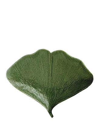 Stoneware Gingko Leaf Shaped Plate - Large