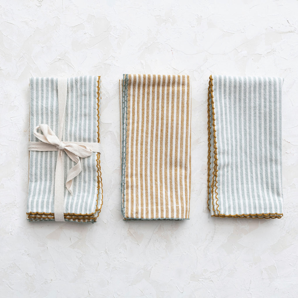 Scalloped Trim Cotton Napkins - Set of 4