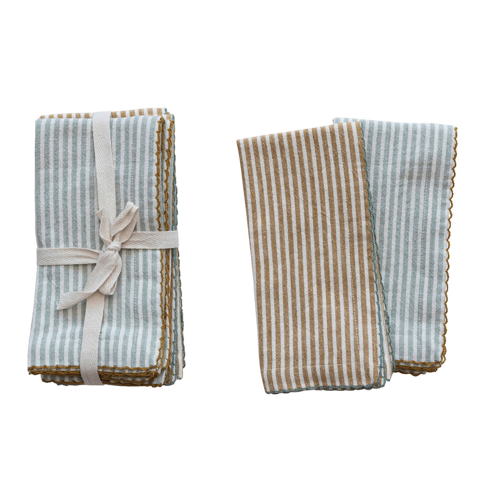 Scalloped Trim Cotton Napkins - Set of 4
