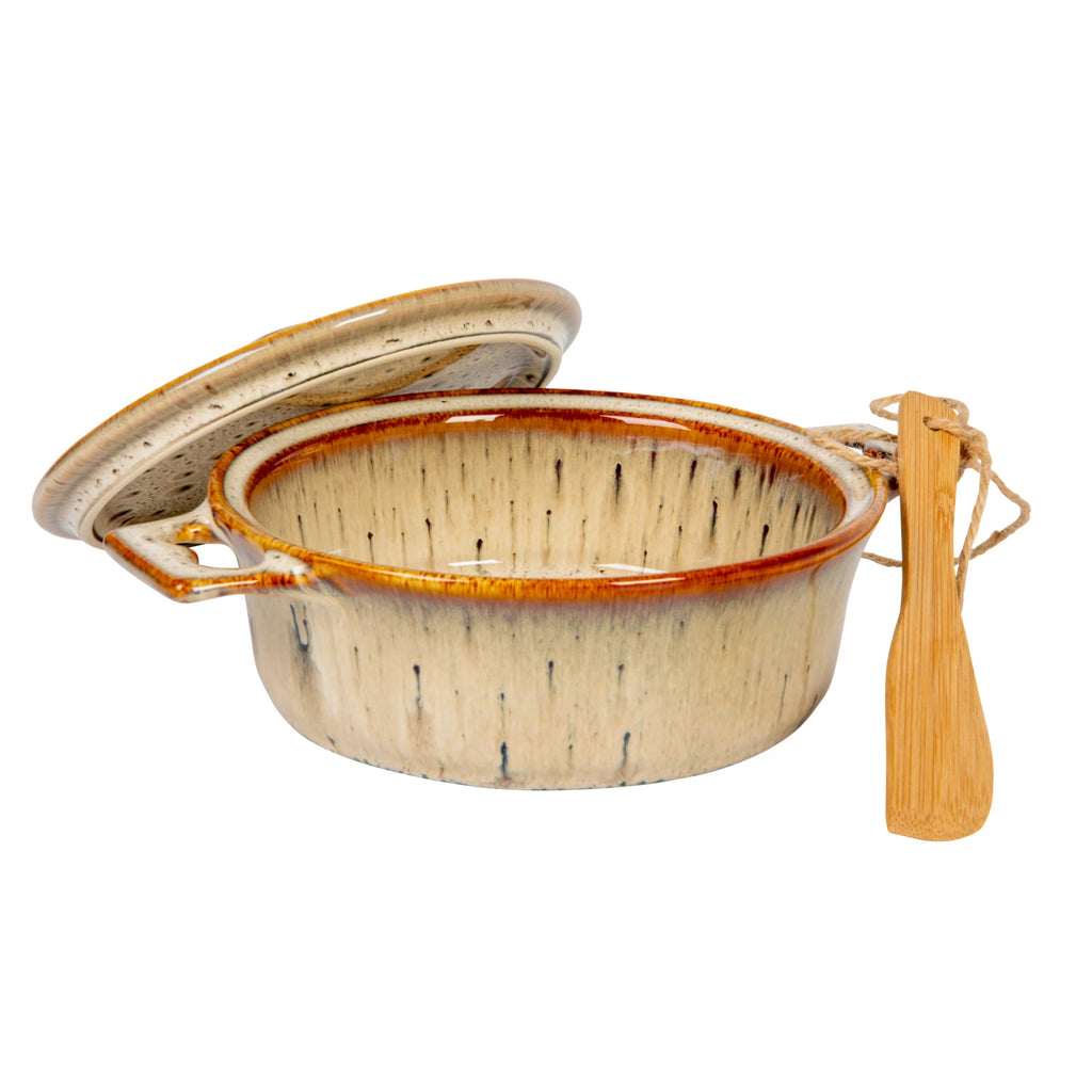 Tan Stoneware Brie Baker w/ Spreader