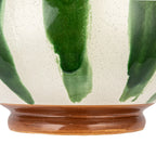 Hand-Painted Stoneware Footed Bowl with Stripes
