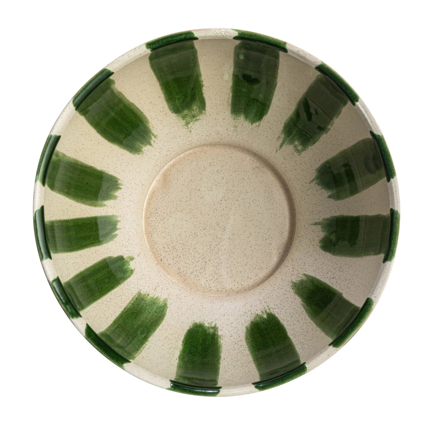 Hand-Painted Stoneware Footed Bowl w/ Stripes