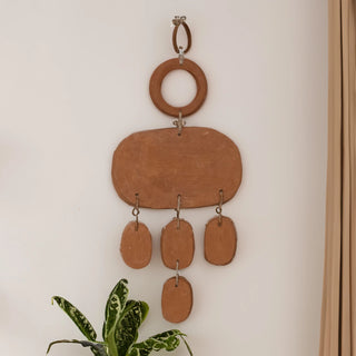Handmade Terra-cotta Wall Hanging w/ Jute Hanger, Natural