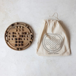 Mango Wood Chinese Checkers Set in Bag