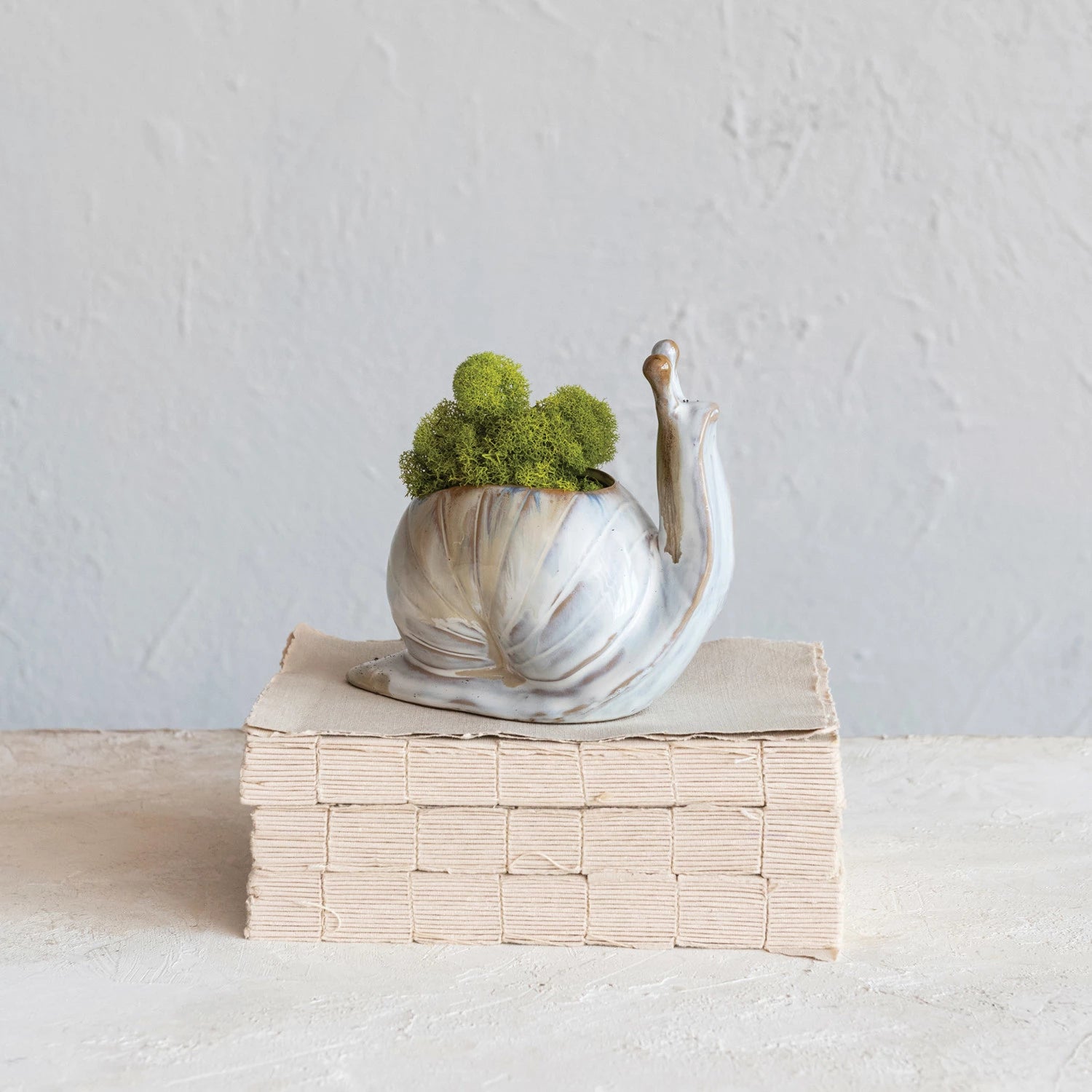 Stoneware Snail Vase/Planter, Multi Color