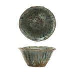 Stoneware Bowl, Reactive Crackle Glaze - Green