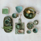 Stoneware Bowl, Reactive Crackle Glaze - Green