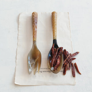 Natural Horn Salad Servers