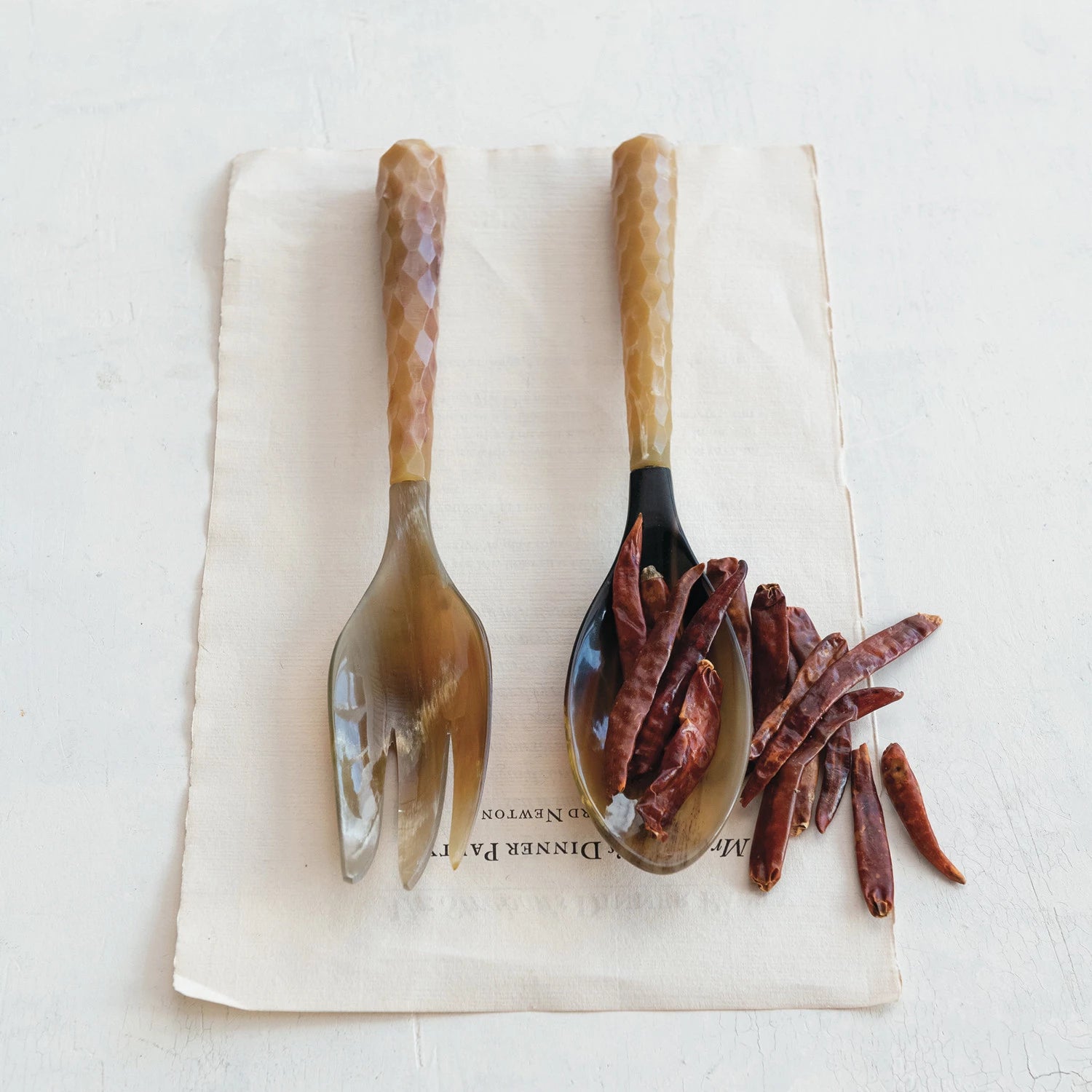 Natural Horn Salad Servers, Set of 2