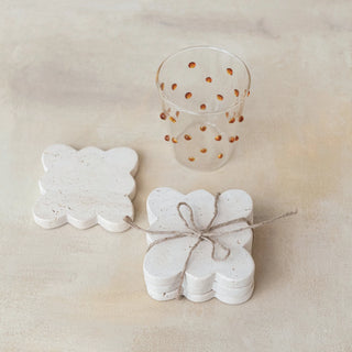 Travertine Coasters w/ Scalloped Edge, Set of 4