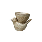 Stoneware Bird with Bowl - Cream