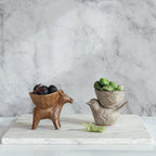Stoneware Bird with Bowl - Cream