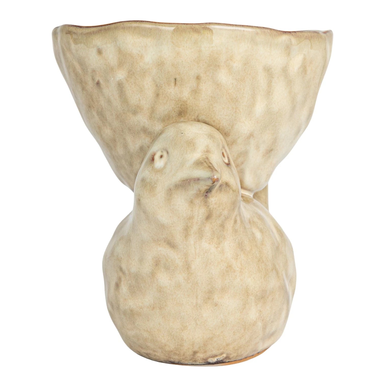 Stoneware Bird with Bowl - Cream