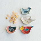 Hand-Painted Stoneware Bird Shaped Dish, 4 Styles