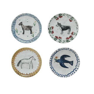 Hand-Painted Stoneware Animal Plate