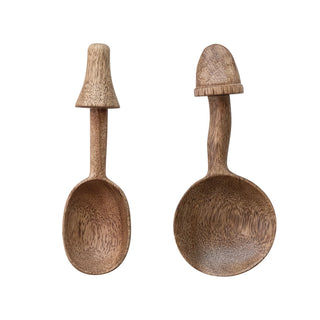 Carved Mango Wood Spoon w Mushroom Handle