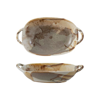 Stoneware Baker/Server w/ Handles, Reactive Glaze