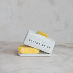 Stoneware Butter Dish w/ Debossed "Butter Me Up"