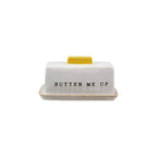 Stoneware Butter Dish w/ Debossed "Butter Me Up"