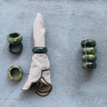 Marbled Resin Napkin Rings, Green, Set of 4