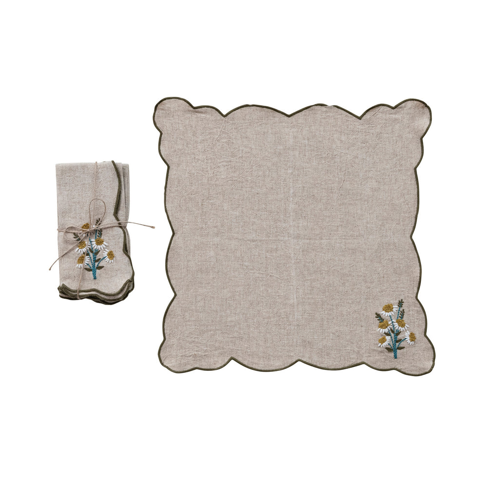 Scalloped Napkins with Contrasting Stitch