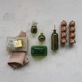 4 oz. Glass Bitters Bottle w/ Metal Stopper, Olive Color & Gold Finish